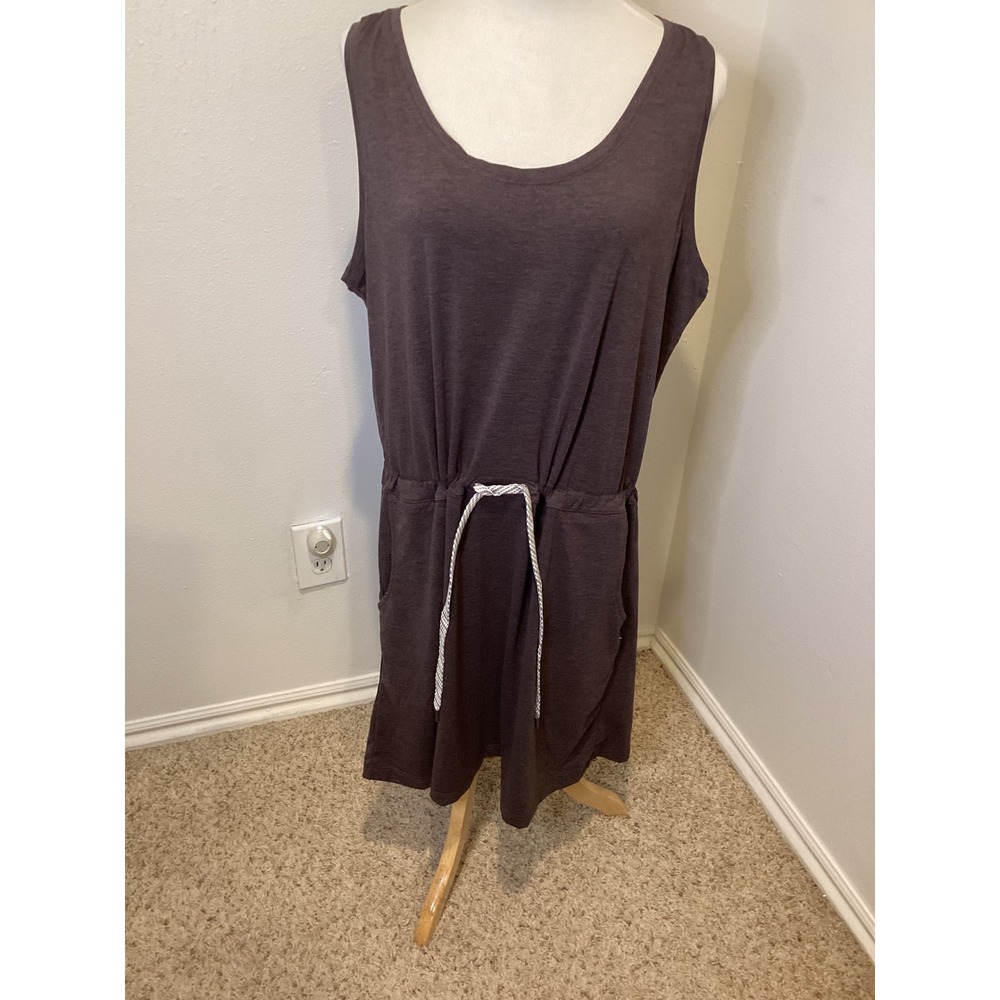 Member's Mark Soft Dress Sleeveless Drawstring Waist Pockets Plum Heather XXL